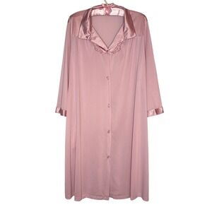 Vanity Fair Vintage L Button Up House Robe Nightgown Pajama Nylon Made In USA‎